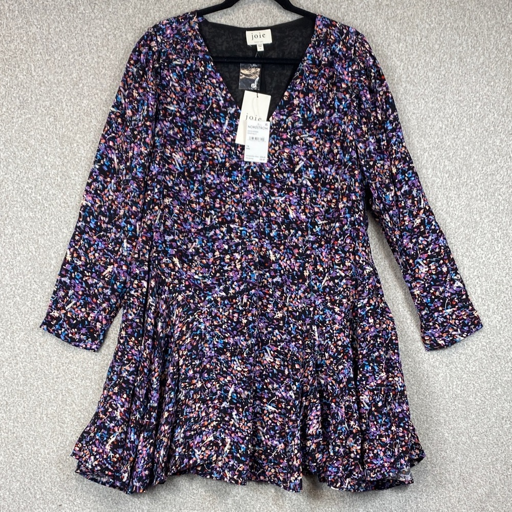 Joie colorful mini/midi dress 1X purple confetti print boho whimsigoth cottage